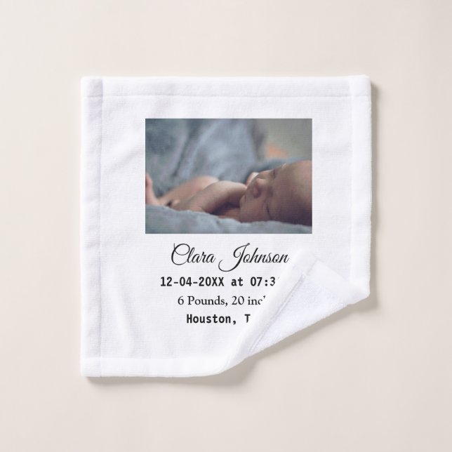 Anuncios de nacimiento agregar foto fecha hora lug (Toallita)