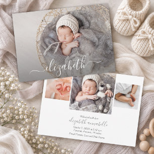 Anuncios de nacimiento con collage de fotos de rec