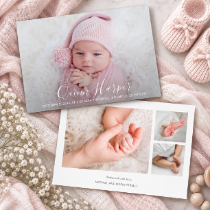 Anuncios de nacimiento con collage de fotos de rec