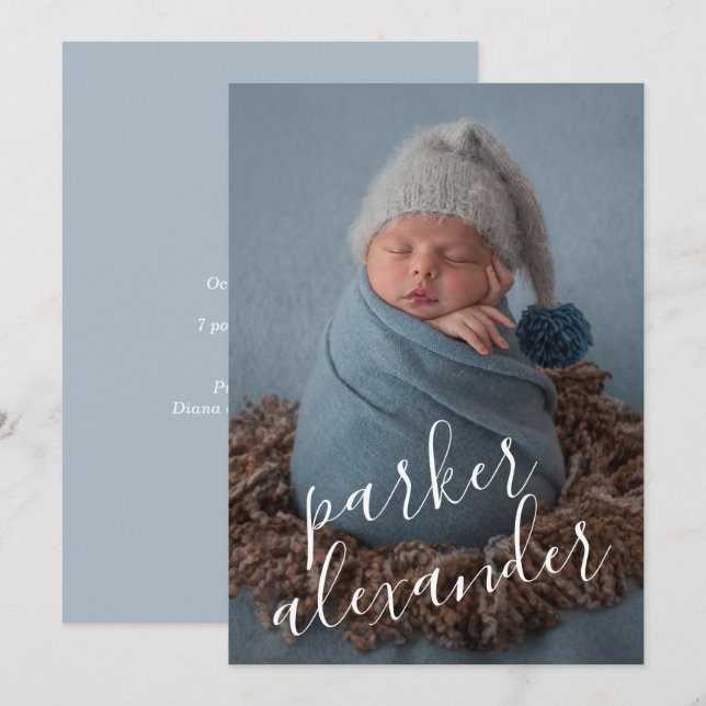 Anuncios de nacimiento con foto de bebé dulce (Anverso / Reverso)
