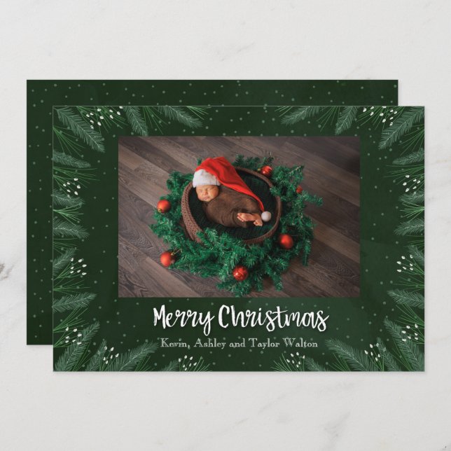 Anuncios de nacimiento de foto de feriado de Navid (Anverso / Reverso)