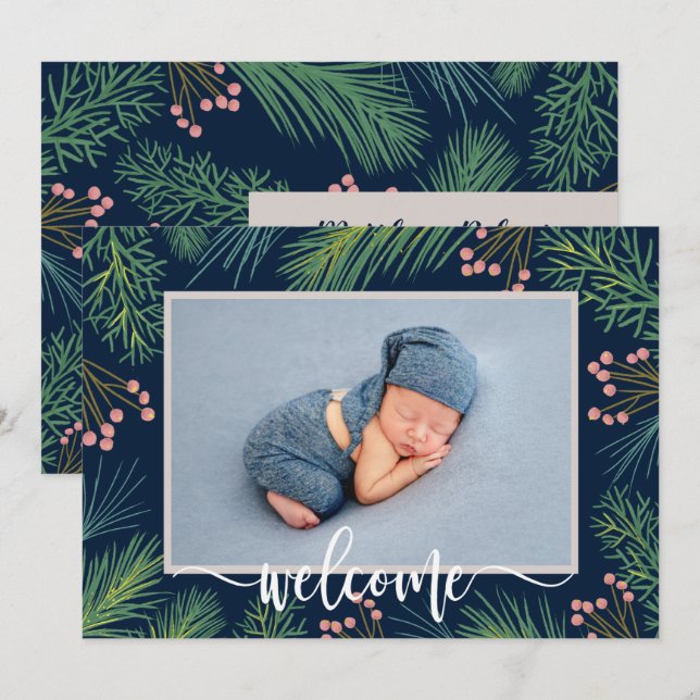Anuncios de nacimiento de foto de Winter Pines (Anverso / Reverso)