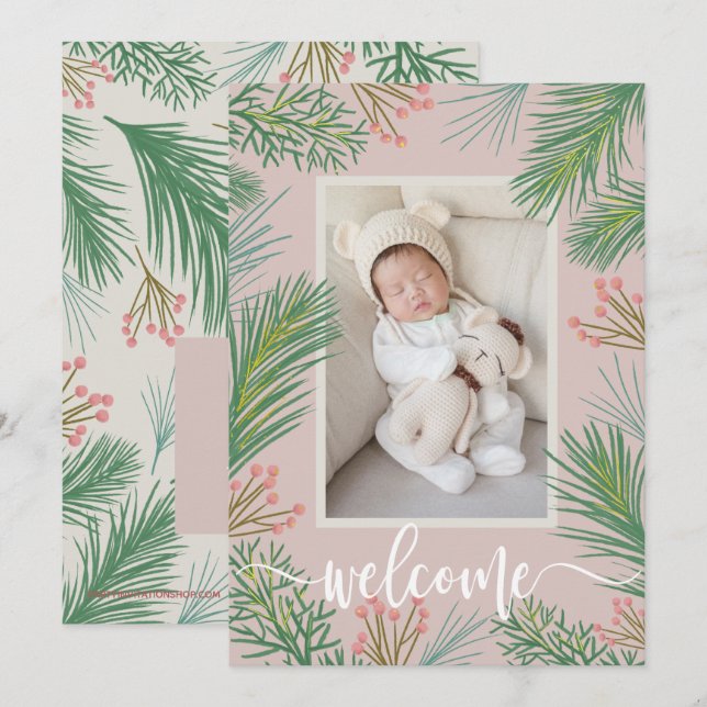 Anuncios de nacimiento de la foto de invierno (Anverso / Reverso)