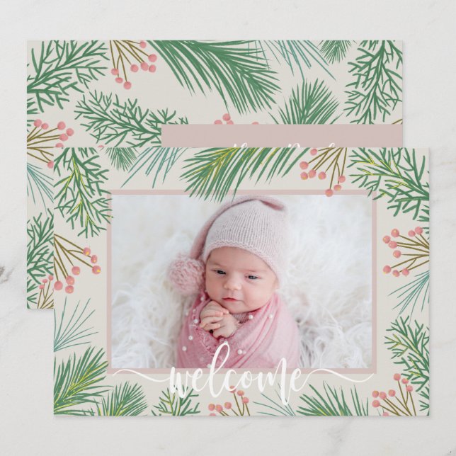 Anuncios de nacimiento de la foto de invierno (Anverso / Reverso)