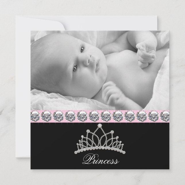 Anuncios de nacimiento de la princesa bebé rosa (Anverso)