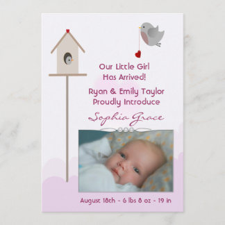 Anuncios de nacimiento de niña Baby Girl Birdsnest