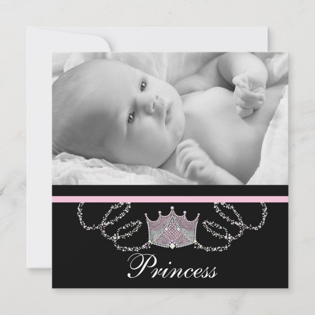 Anuncios de nacimiento de niñas princesas rosadas (Anverso)