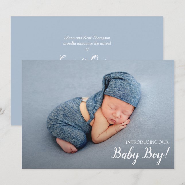 Anuncios de nacimiento de Sweet Baby Boy Photo (Anverso / Reverso)