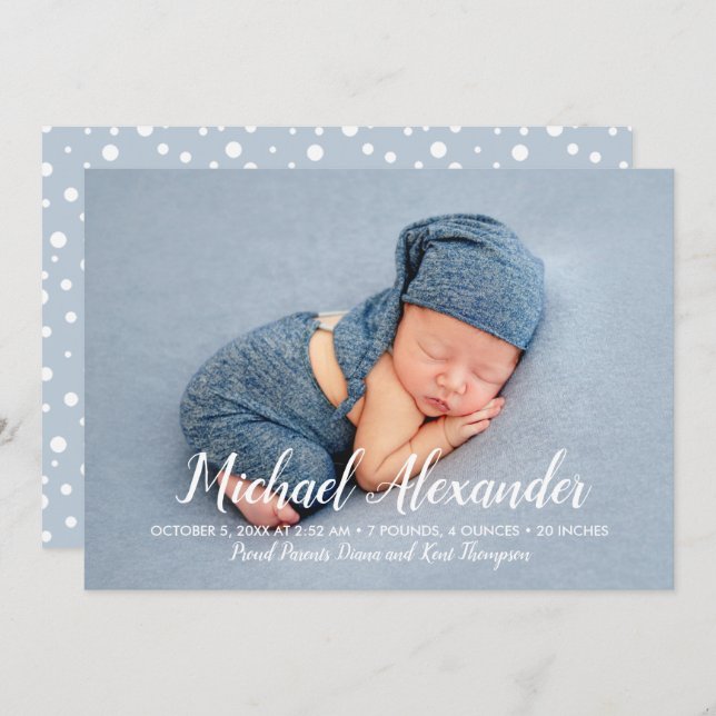 Anuncios de nacimiento de Sweet Baby Boy Photo (Anverso / Reverso)