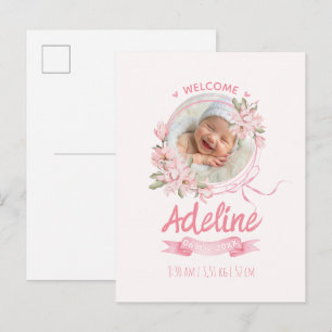 anuncios de nacimiento florales azules personaliza