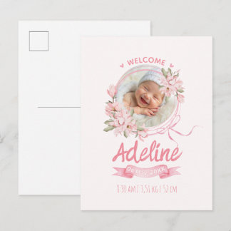 anuncios de nacimiento florales azules personaliza