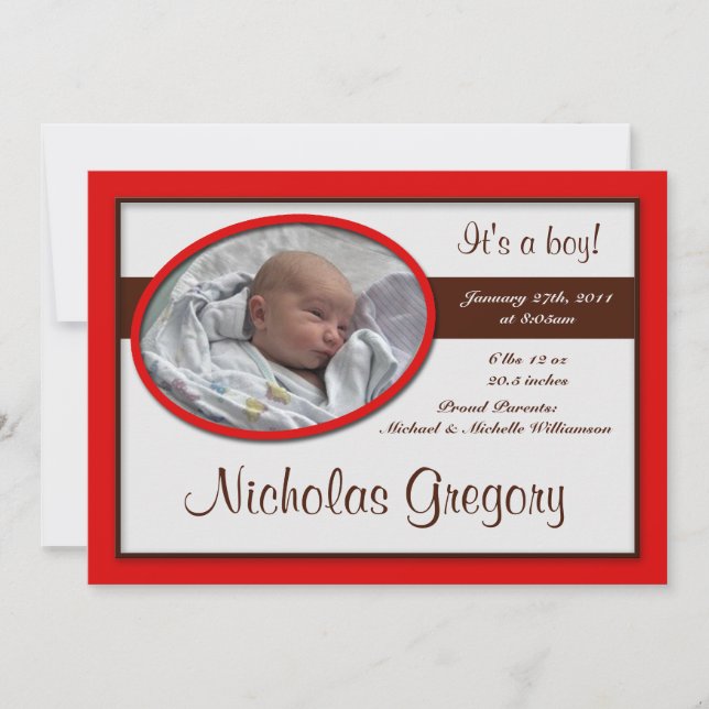 Anuncios de nacimiento rojo de banda marrón (Anverso)