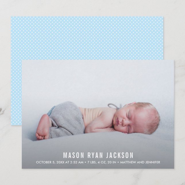 Anuncios de nacimiento simples de Baby Boy Photo (Anverso / Reverso)