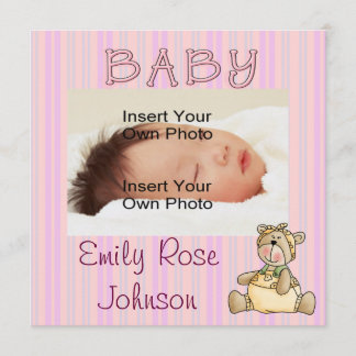 Anuncios de nacimientos de beary Pink Baby