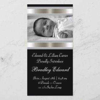 Anuncios de natalidad de bebé de fotos en blanco y