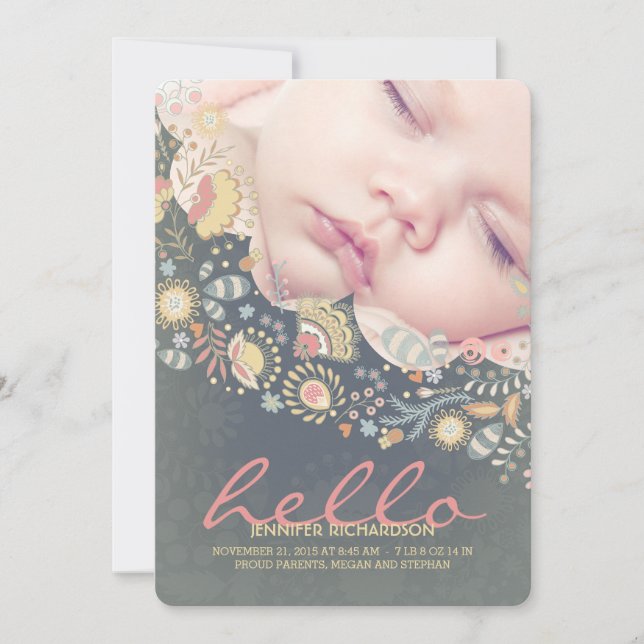 Anuncios de natalidad de Hello Baby Cute (Anverso)