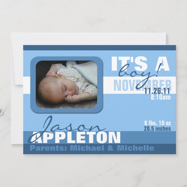 Anuncios de natalidad de moderno y moderno niño az (Anverso)