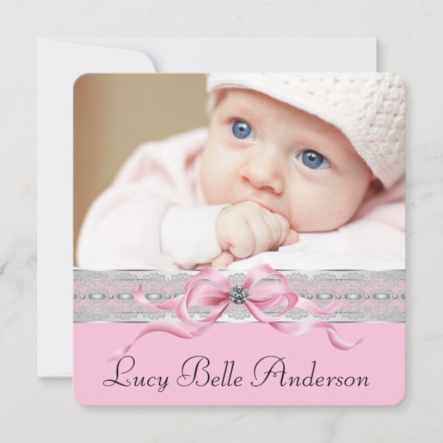 Anuncios de natalidad de Pearls Pink Baby (Anverso)