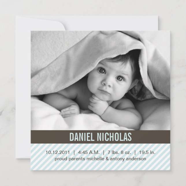 Anuncios de natalidad de Pinstripes infantiles mod (Anverso)