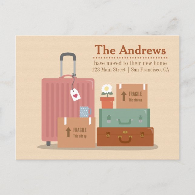 Anuncios de Nuevo Hogar con Cajas y Maletas Retro (Anverso)