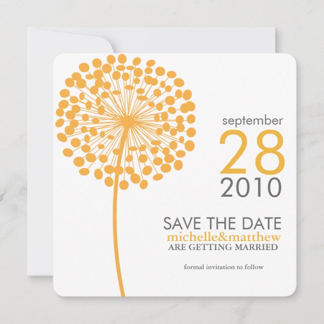 Anuncios de Orange Dandelion Save the Date (Anverso)