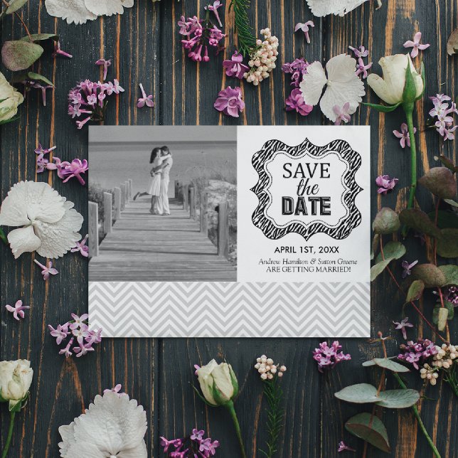 Anuncios de Save the Date {Chevron Plateado} (Subido por el creador)