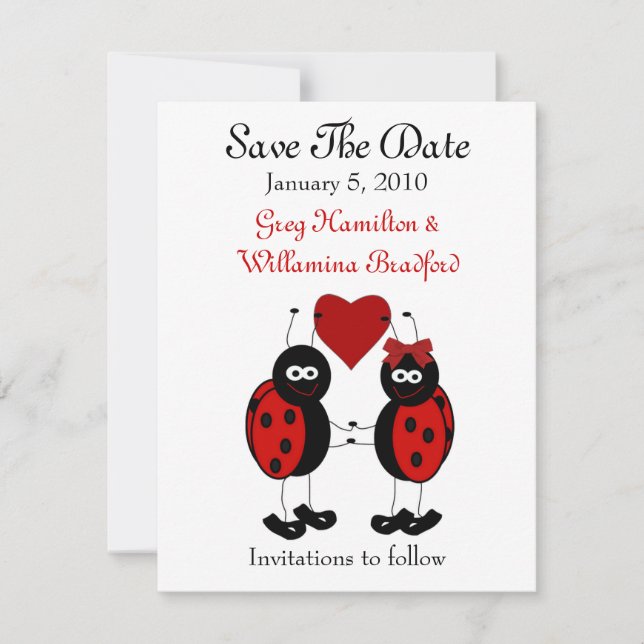 Anuncios de Save the Date de Damas Bug Dulces (Anverso)