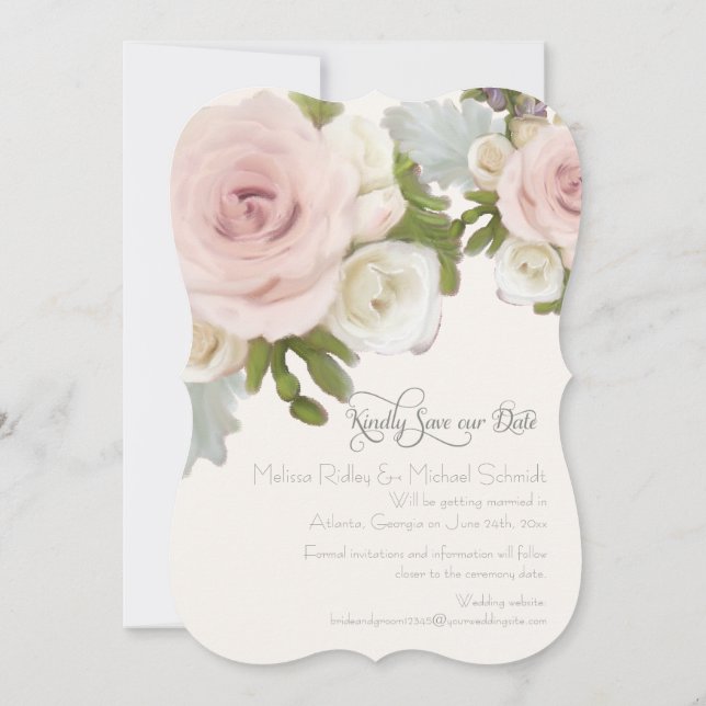 Anuncios de Save the Date Elegante Rosa Suculenta (Reverso)