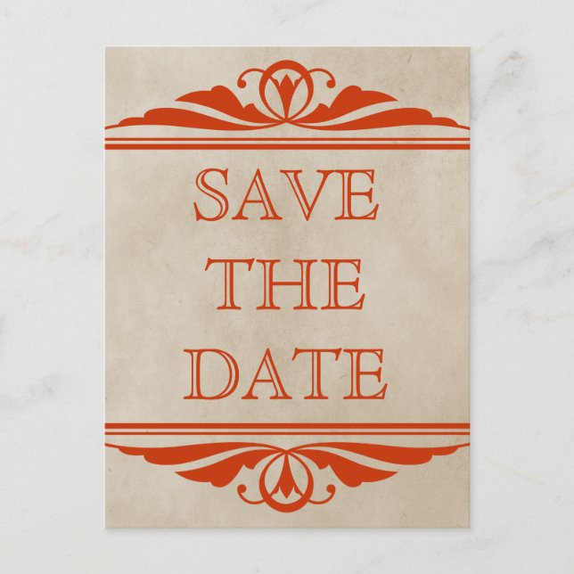 Anuncios Deco elegante naranja Guardar postal de fecha (Anverso)