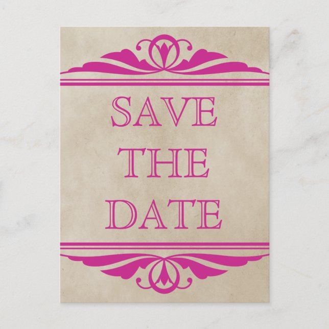 Anuncios Deco elegante rosado Guardar postal de fecha (Anverso)