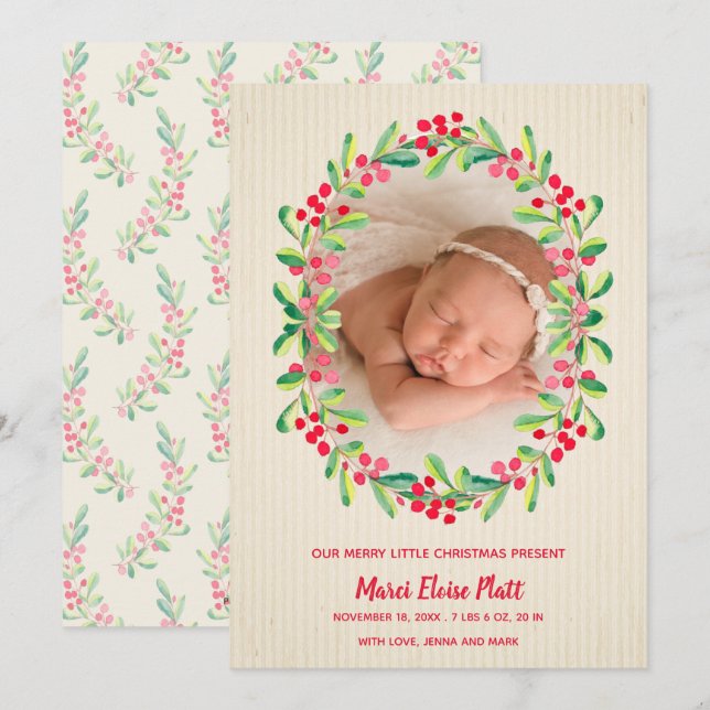 Anuncios del nacimiento de la foto de Merry Little (Anverso / Reverso)