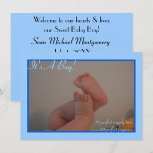 Anuncios del nacimiento de la foto de un niño con 
