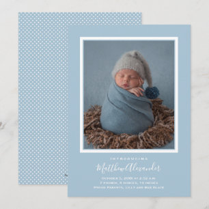 Anuncios del nacimiento de la foto del bebé azul