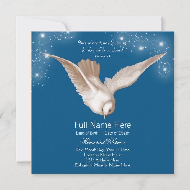Anuncios del Servicio Memorial Blue Dove (Anverso)