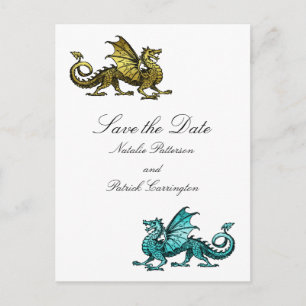 Anuncios Dragón Verde azulado de oro salva la postal de la