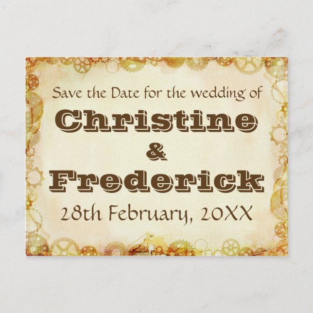 Anuncios El boda de Steampunk, ahorra la postal de la fecha (Anverso)