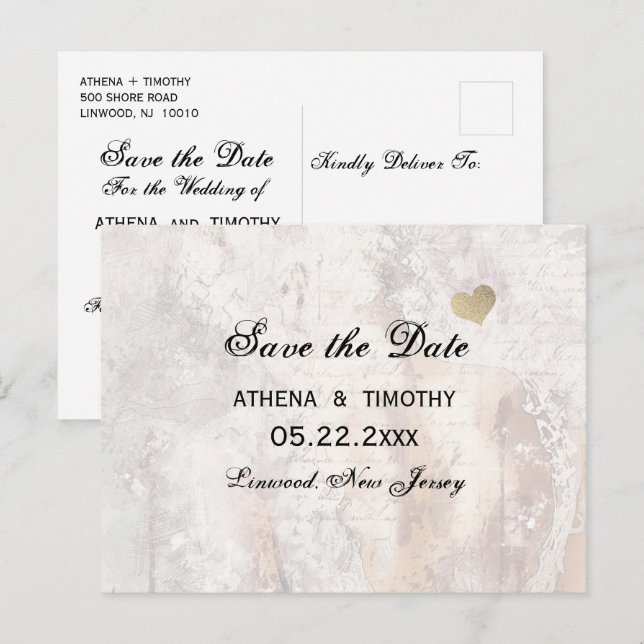 Anuncios Elegante caligrafía Guardar la postal de regencia  (Anverso / Reverso)