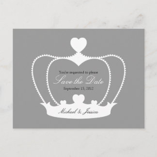 Anuncios Elegante Corona Guardar la postal de fecha - Gris