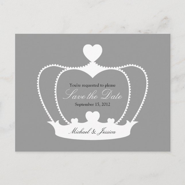 Anuncios Elegante Corona Guardar la postal de fecha - Gris (Anverso)