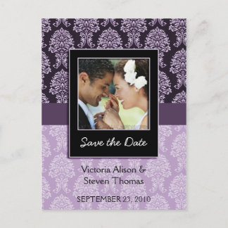 Anuncios Elegante Personalizado de Damask Guardar postal de