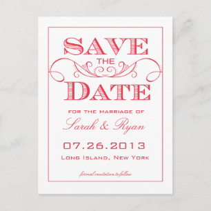 Anuncios Elegante Red Swirl Guardar la postal de fecha
