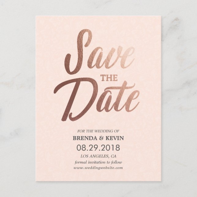 Anuncios Elegante Rosa de oro salva la postal de fecha (Anverso)