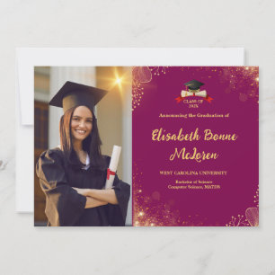 Anuncios elegantes de graduación en oro y rojo