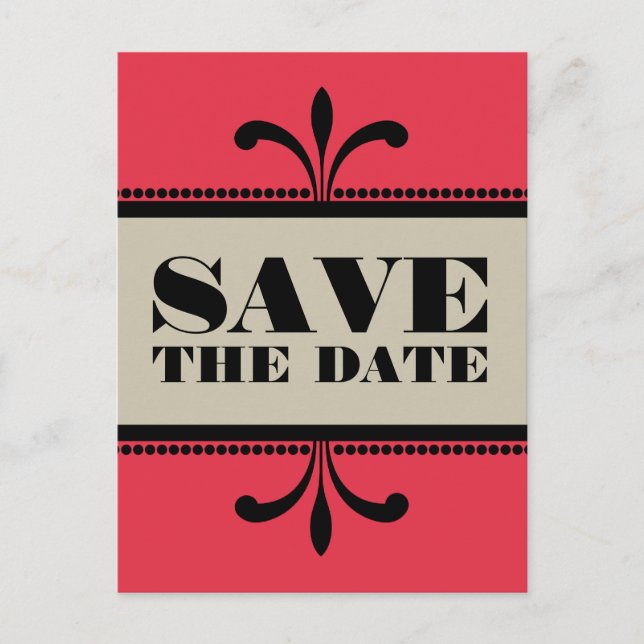 Anuncios Fancy Art Deco rojo/beige Guardar postal de fecha (Anverso)