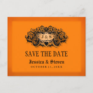 Anuncios Guardar la postal de fecha - Naranja de Halloween 