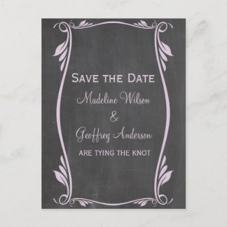 Anuncios Lilac Flourish Chalkboard Guardar postal de fecha