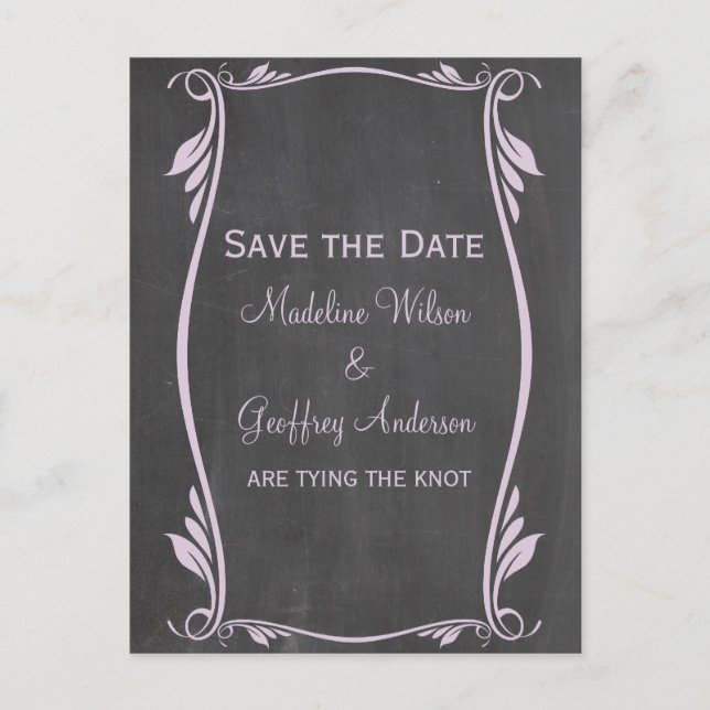 Anuncios Lilac Flourish Chalkboard Guardar postal de fecha (Anverso)