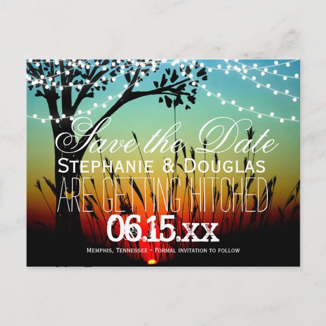 Anuncios Luces de cadena rusticas Sunset Guardar la postal  (Anverso)