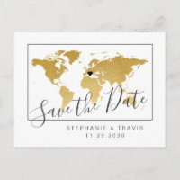 Mapa del mundo del oro Mínimo Guardar la postal de
