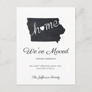 Anuncios Mapa estatal de Iowa Chalkboard moviendo postal